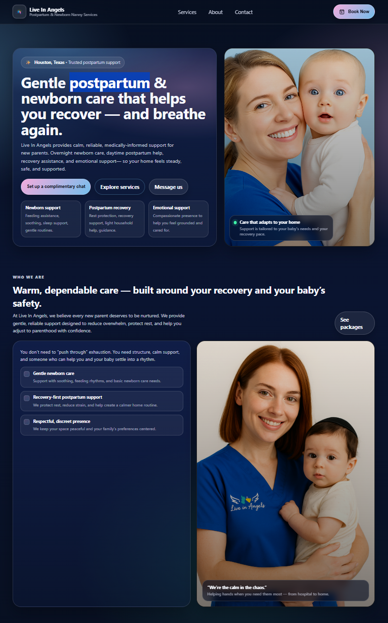 Live In Angels website screenshot